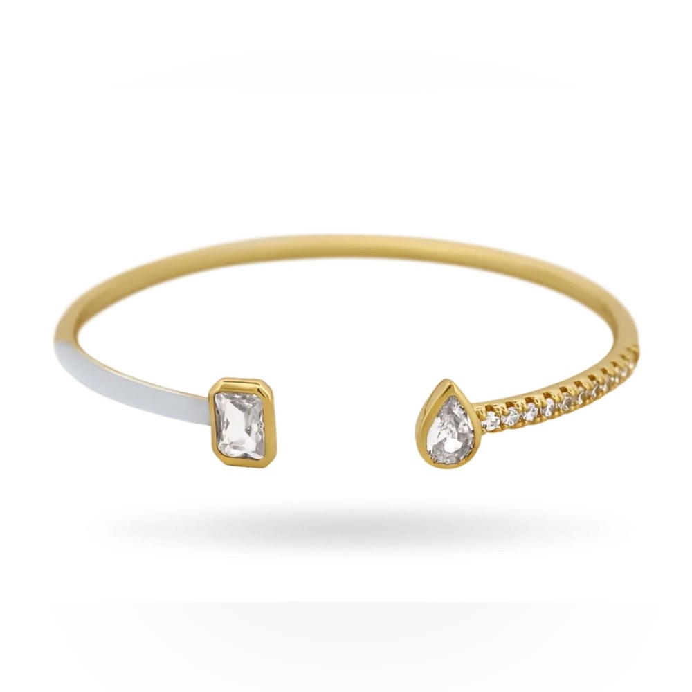 ICELINK ETERNAL SKIES COLLECTION TOI ET MOI WHITE ENAMEL BANGLE